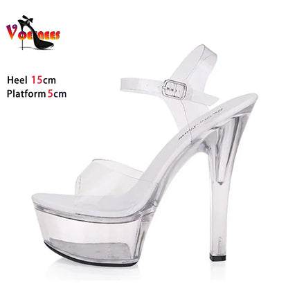 High Heel Crystal Platform Sandals for Women