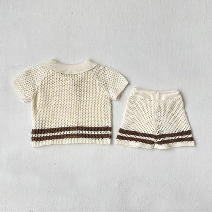 DGUKYM Summer Baby Knitted Sweater Cardigan Set