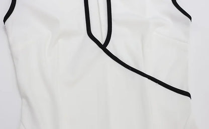 Huhugirl Color Block Hollow Out Mini Dress for Women