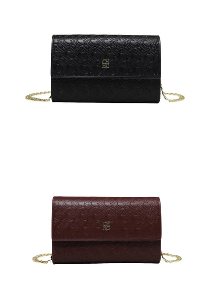 CH Women PU Leather Crossbody Bag with Metal Chain