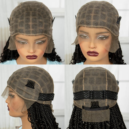 Knotless Box Braided Wigs with Curly Ends 16 Inches Synthetic