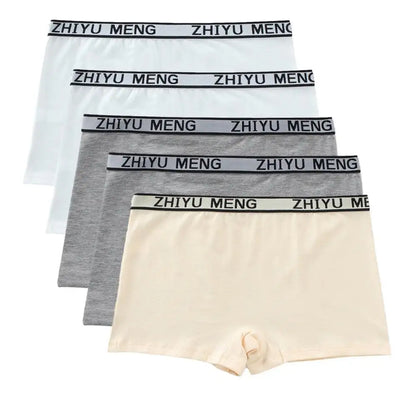 Teenage Girls Cotton Panties Solid Color Mid Waist Briefs