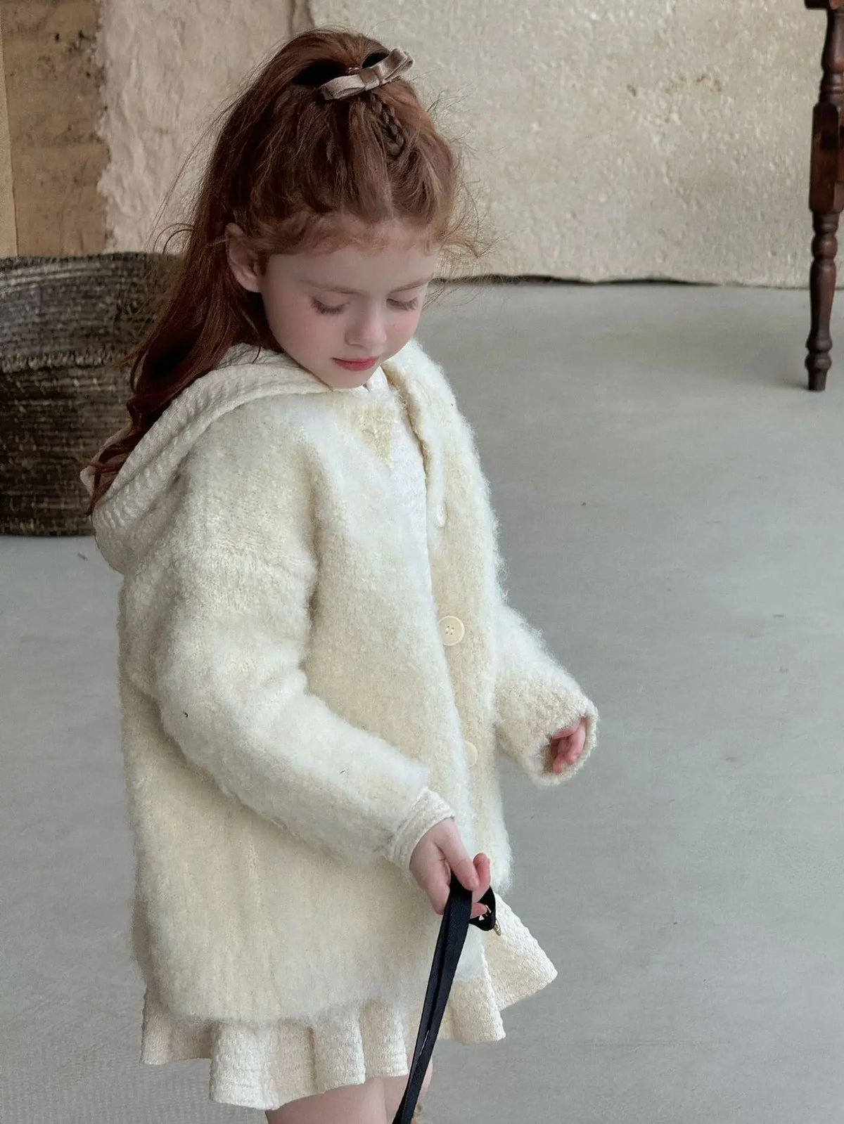 Hooded Knitted Lace Dress for Girls
