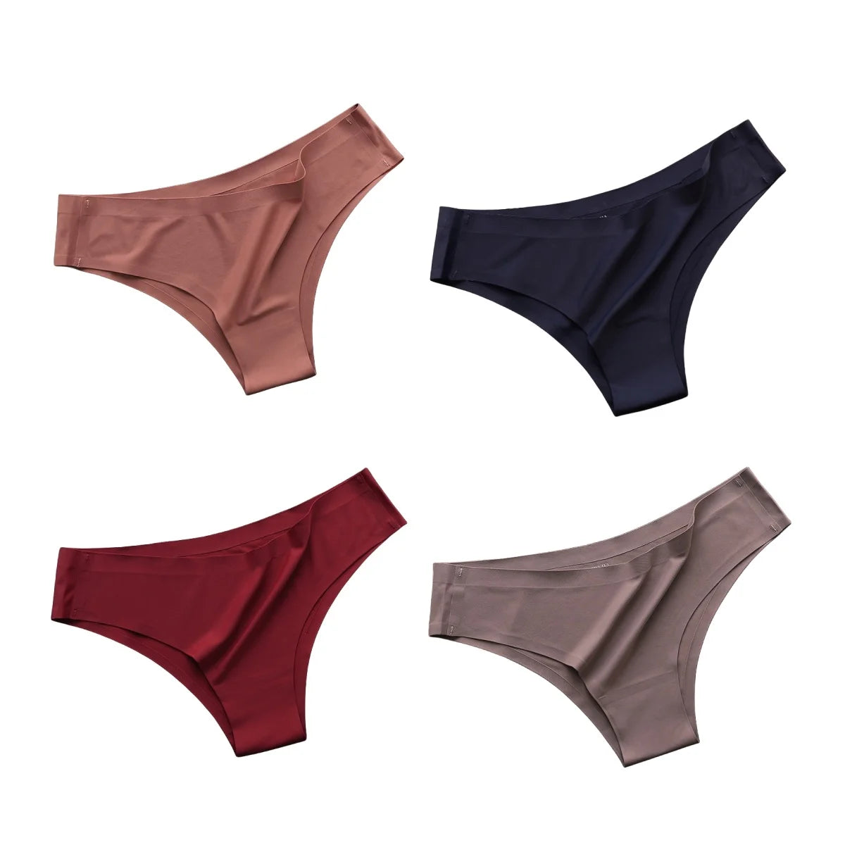 4PCS Seamless Brazilian Panties Cool Ice Silk Low Waist