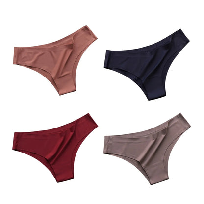 4PCS Seamless Brazilian Panties Cool Ice Silk Low Waist