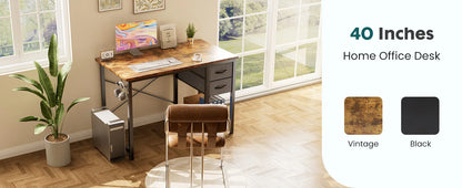 JHK 47 Inch Wood Computer Desk with 2 Drawers