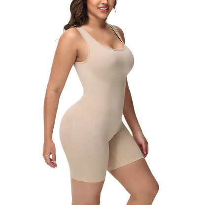 Wide Strap Bodysuit Shapewear for Women in Black/Nude