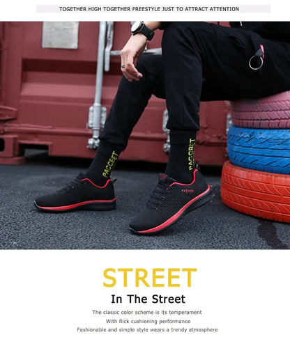 YRZL Black Knit Sneakers for Men Athletic Casual Shoes