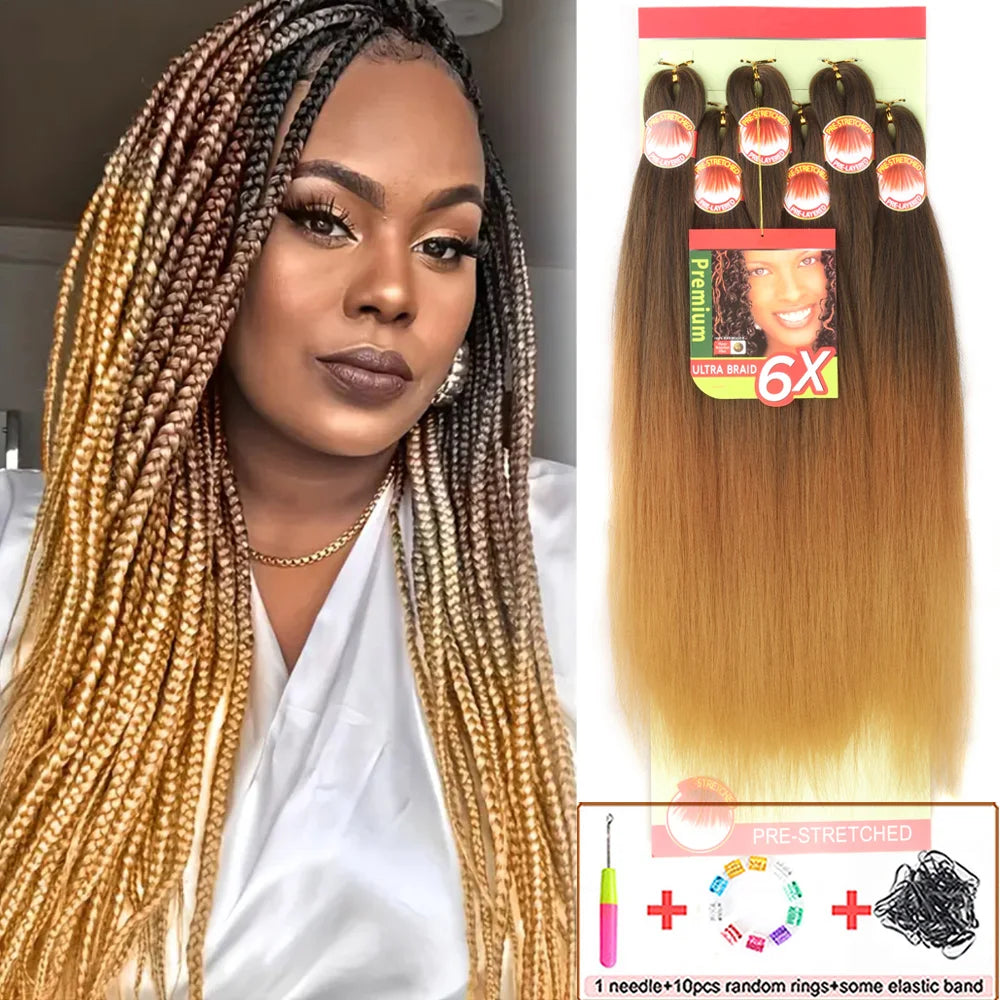 26 Inch Pre Stretched Blonde Ombre Braiding Hair