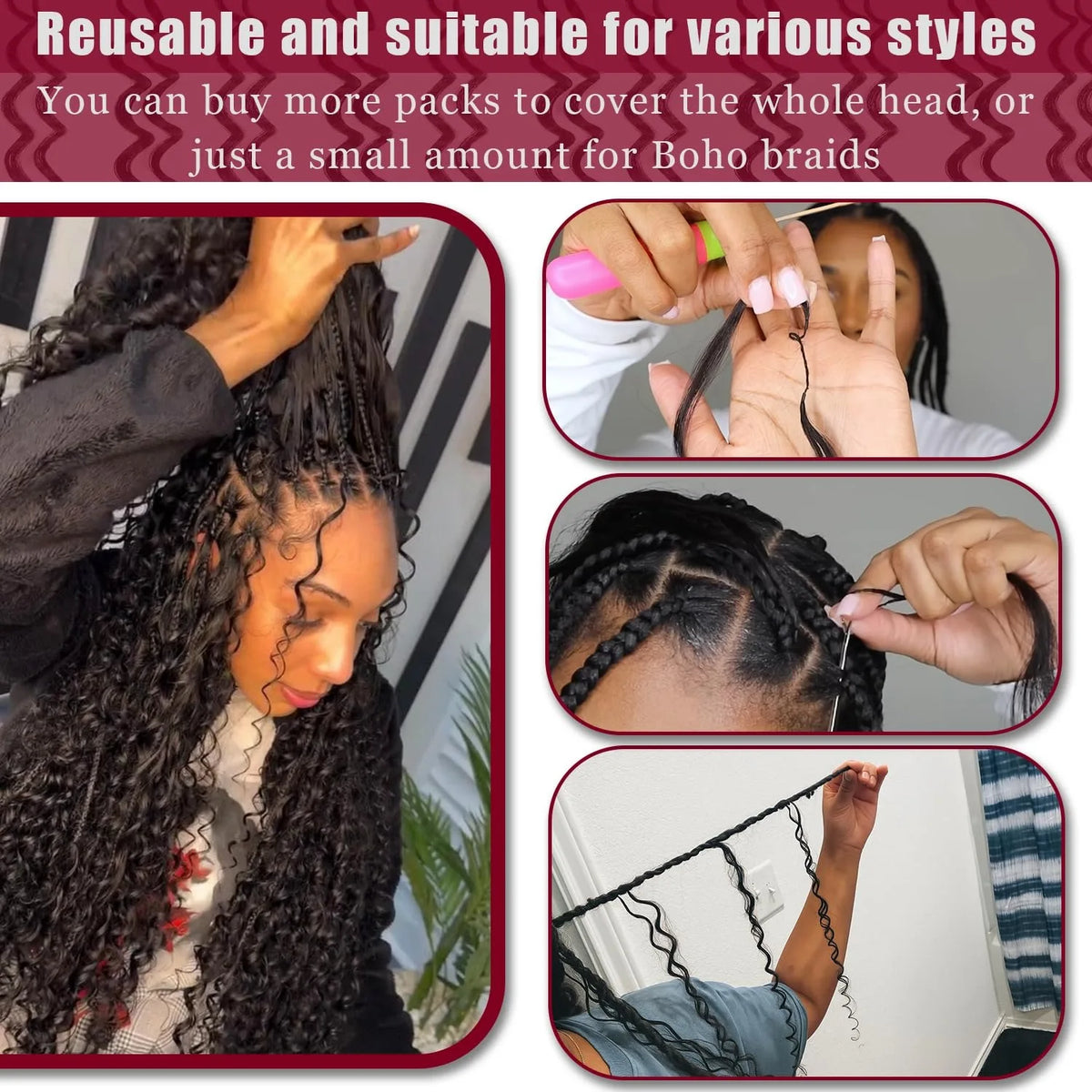 Deep Wave Crochet Human Hair Extensions for Braiding