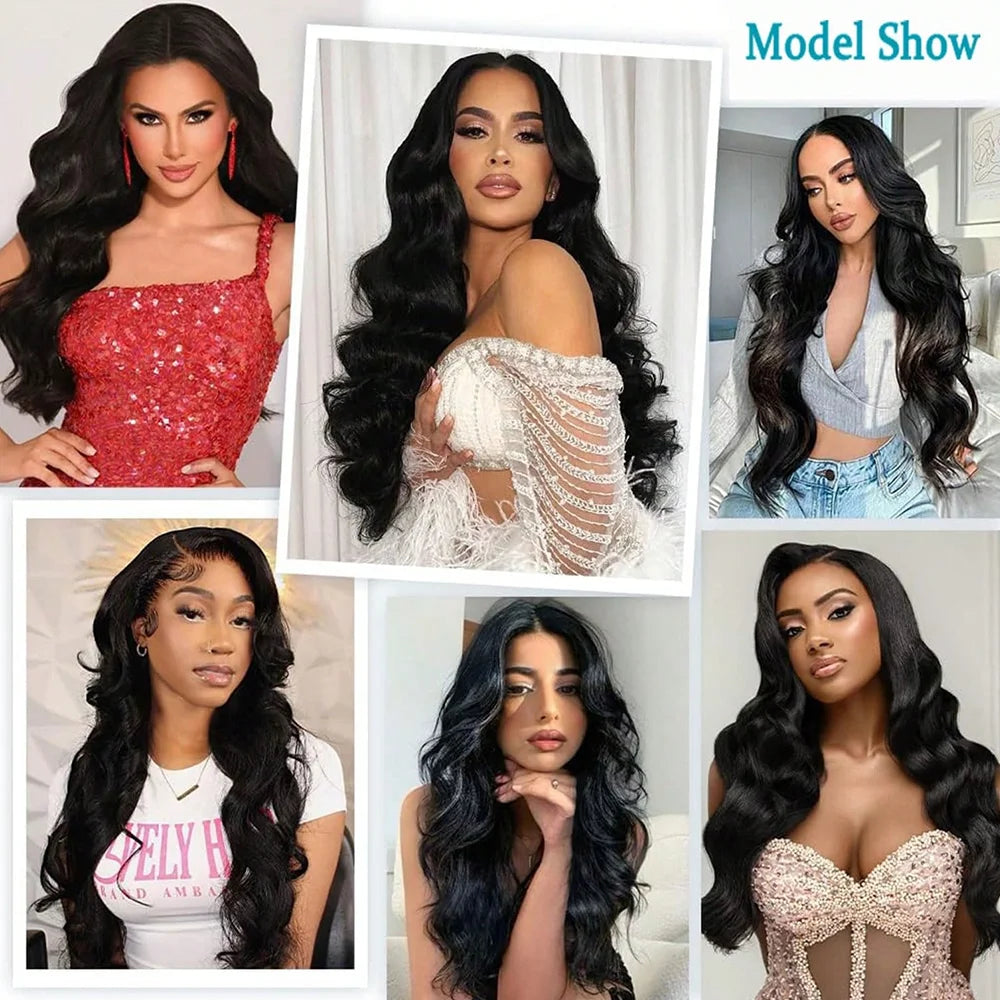42 Inch 250% Density Body Wave Lace Front Wig Black