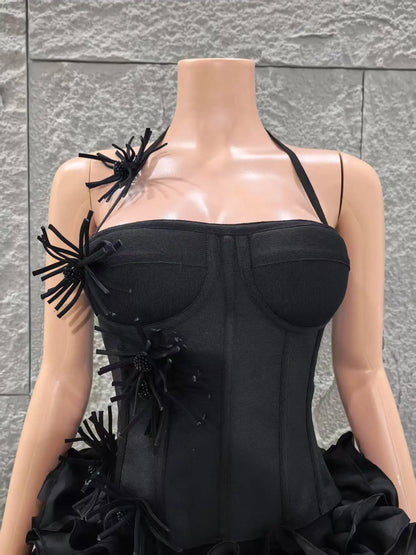 Black Strapless Bodycon Mini Dress for Women