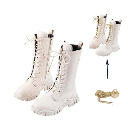 Punk Gothic Mid-Calf Combat Boots for Girls