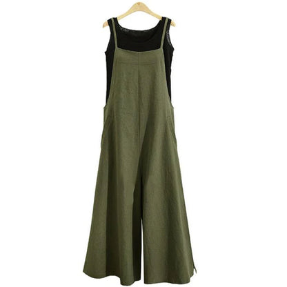 Women’s Cotton Linen Wide Leg Jumpsuit 5XL