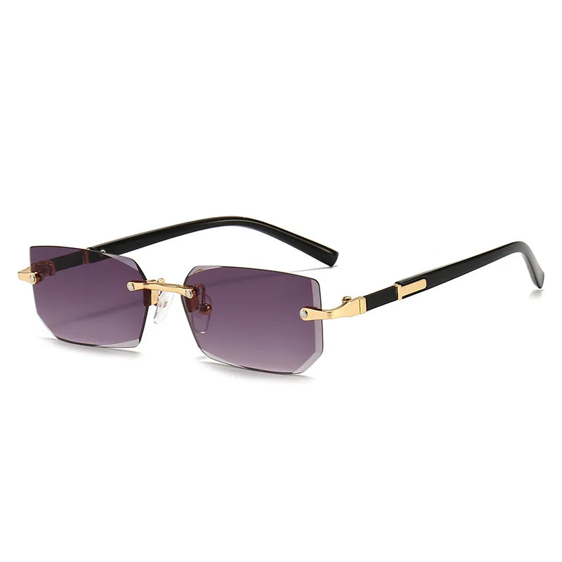 Rimless Rectangle Sunglasses for Women and Men