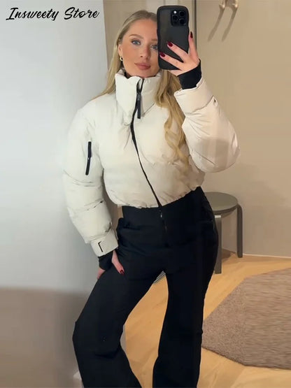 Women's Windproof Thermal Turtleneck Ski Jumpsuit