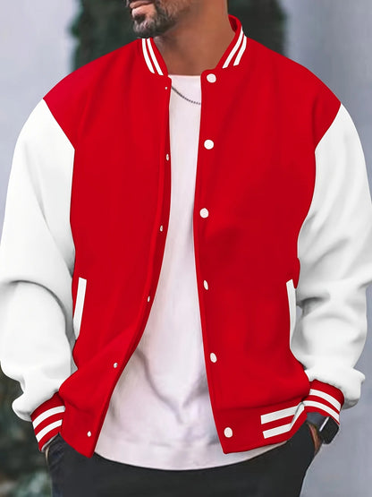 Men's Multi-Color Cotton Streetwear Baseball Jacket