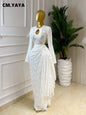 O-neck Ruched Long Sleeve Bodycon Maxi Dress