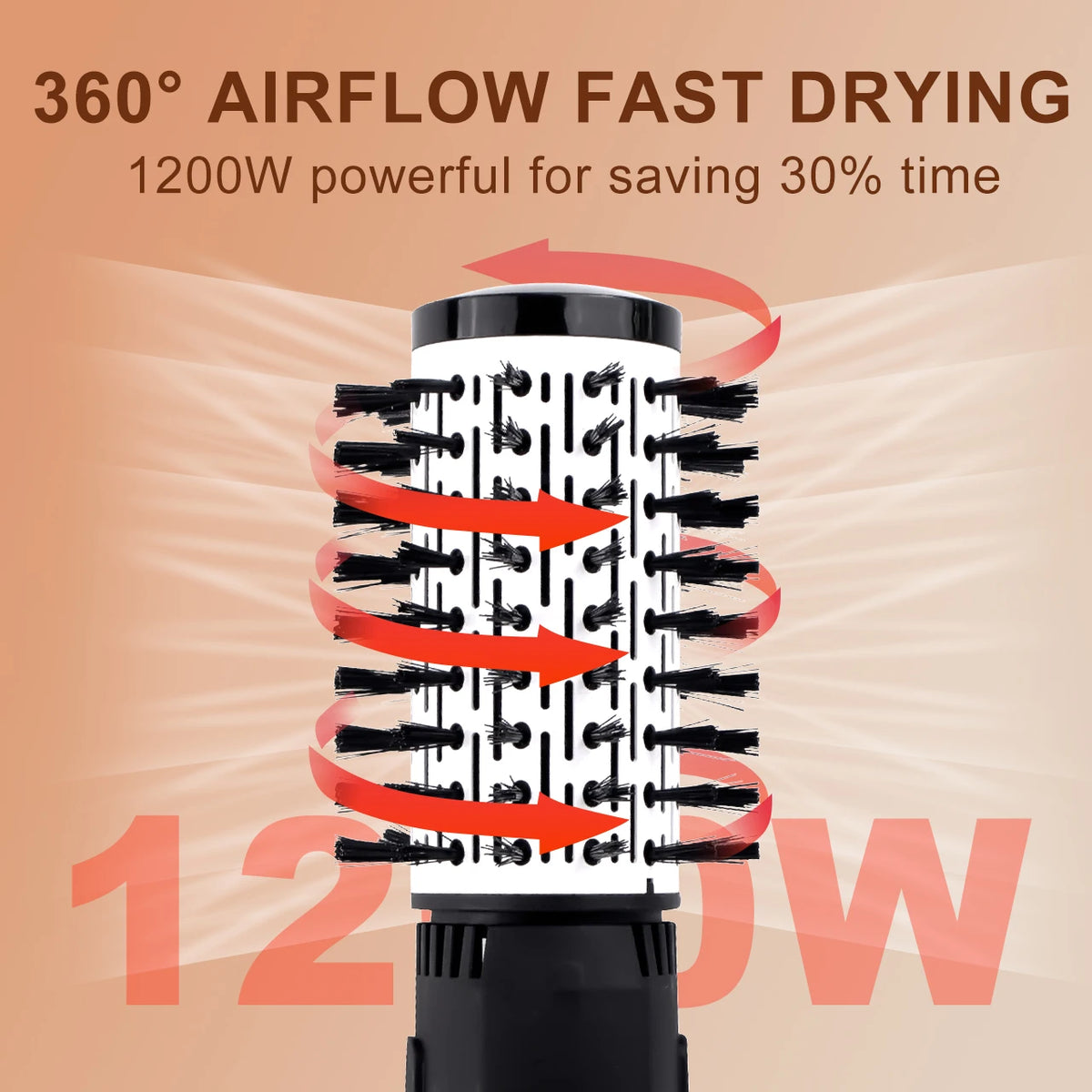 Hatteker 4-Head Hot Air Brush Hair Dryer and Straightener