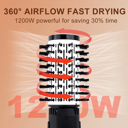 Hatteker 4-Head Hot Air Brush Hair Dryer and Straightener