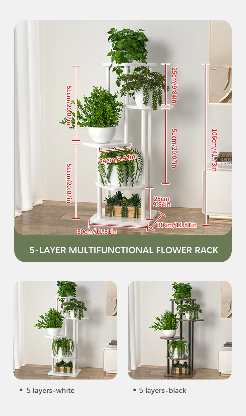 Wooden 6 Tier Plant Stand for Indoor Display