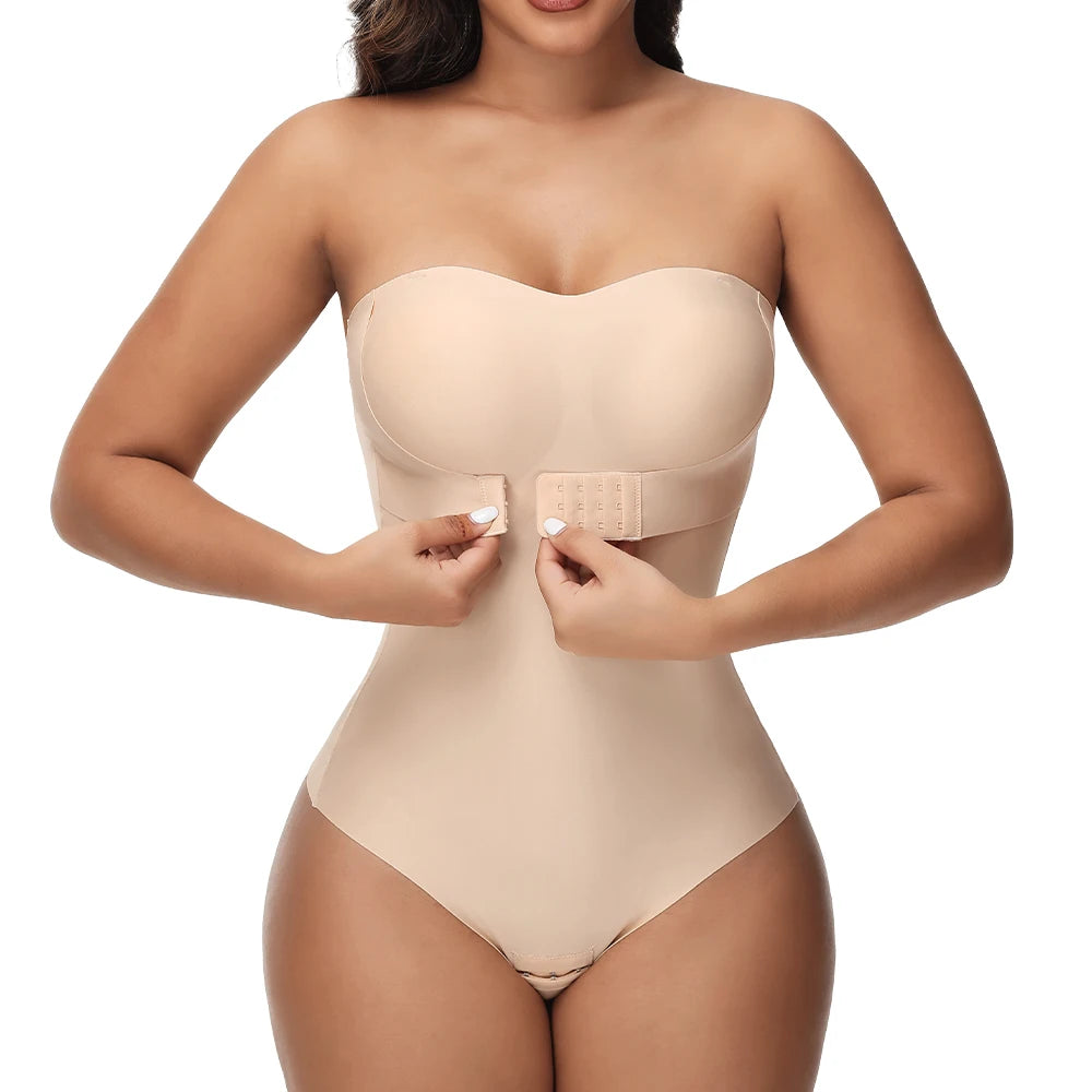 Strapless Bodysuit Tummy Control Shapewear Black S-4XL