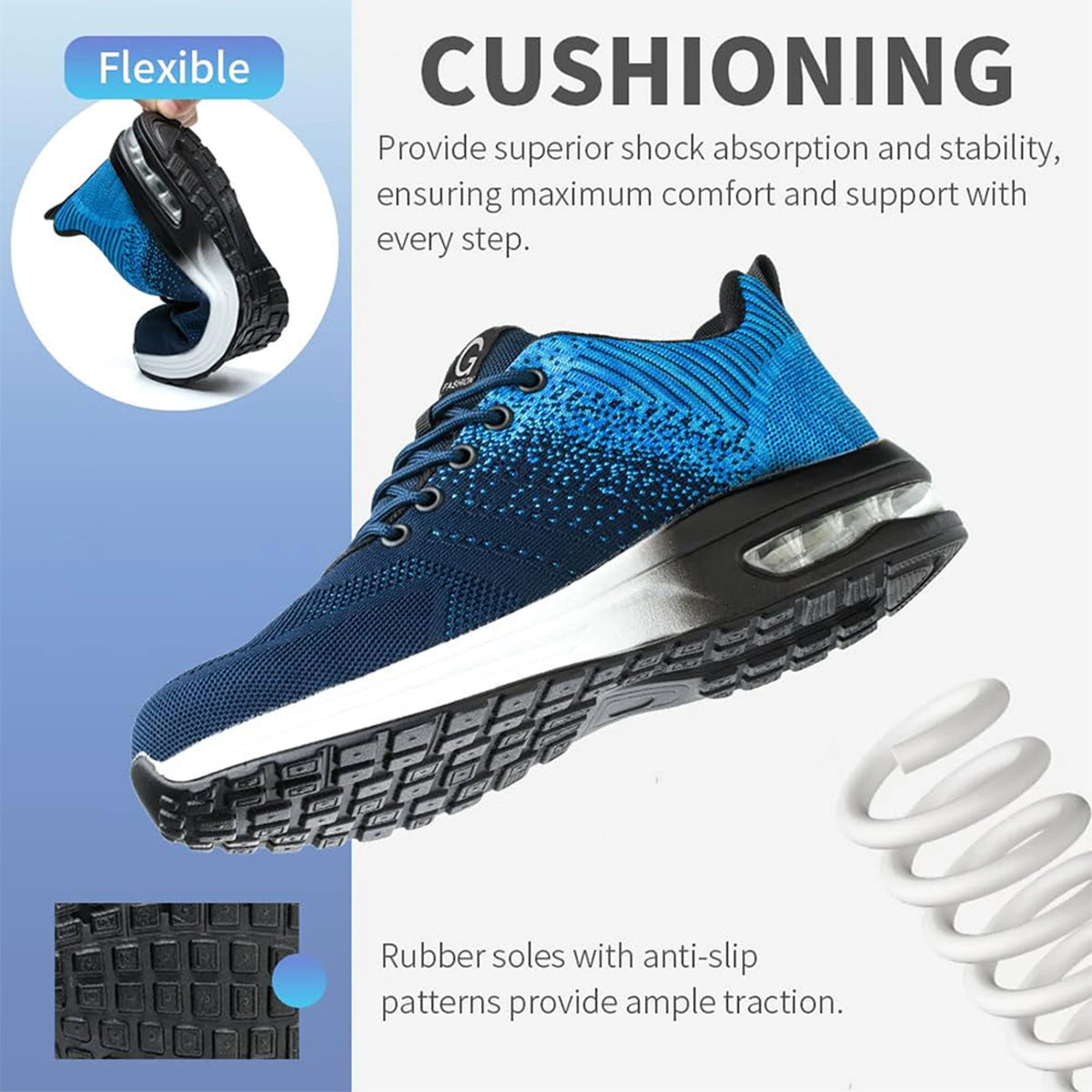 Steel Toe Blue Work Shoes for Men and Women