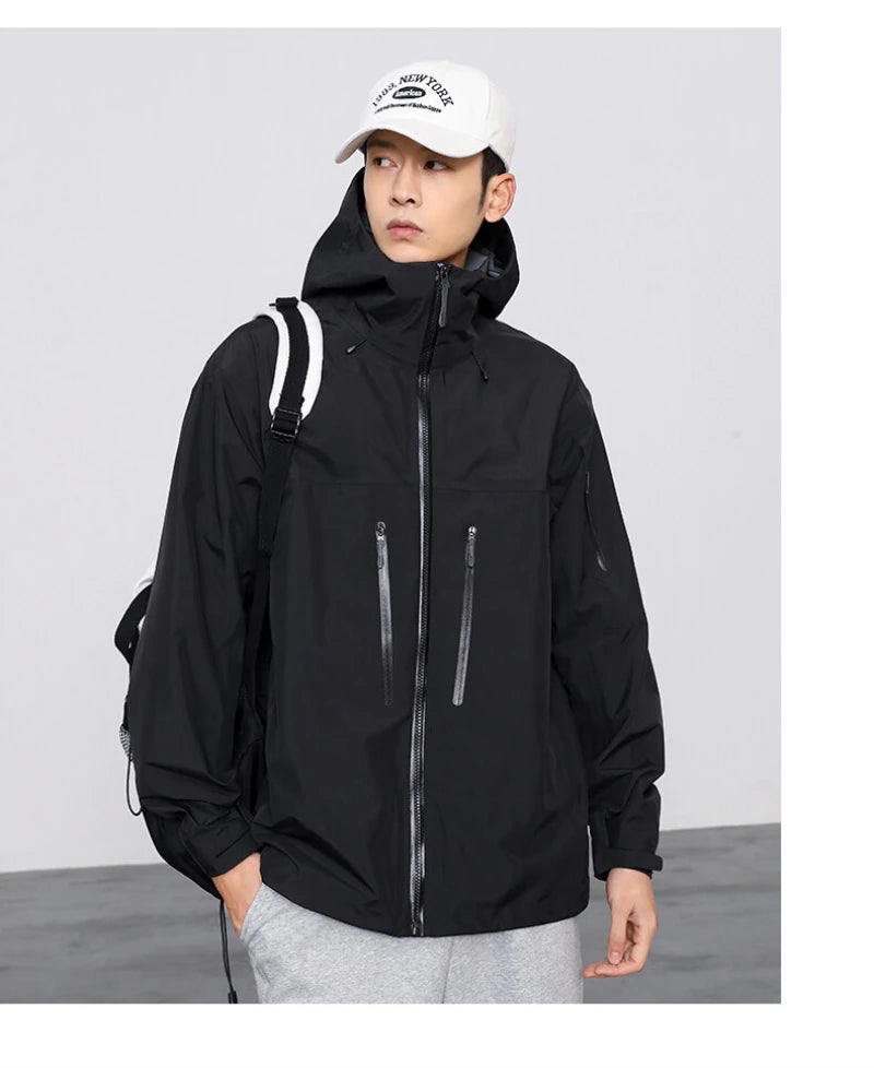 Three Layer Waterproof Windbreaker Jacket for Camping