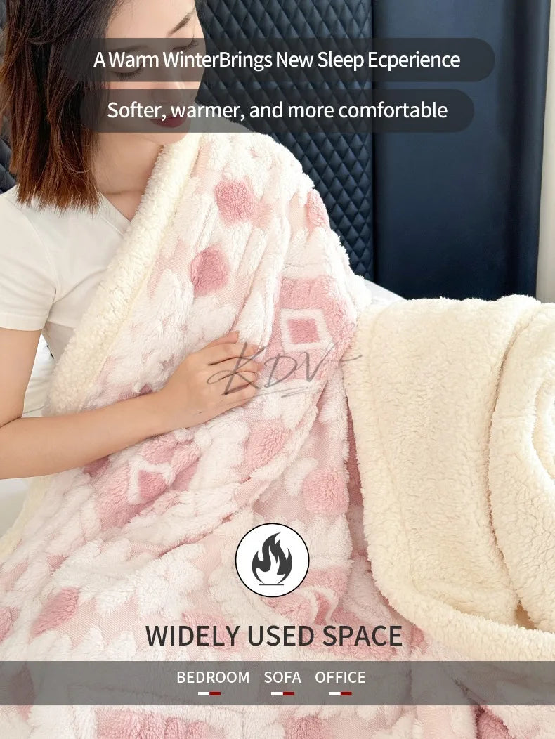 Geometric Jacquard Fleece Blanket Double Layer Taffeta