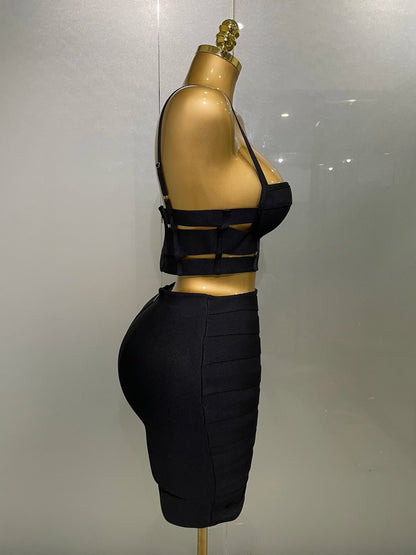 Women Sexy Bandage Tops and Pencil Skirt Set