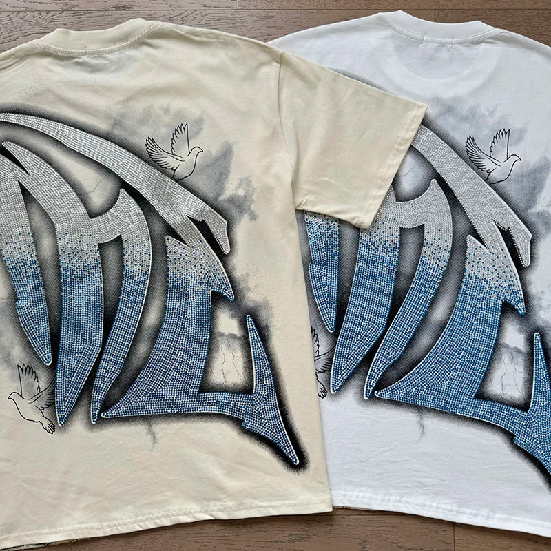 Mixed Emotion Cotton T-Shirt for Couples with Angel Print