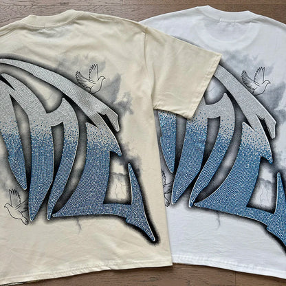 Mixed Emotion Cotton T-Shirt for Couples with Angel Print