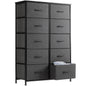 JHK Bedside Table with 10 Fabric Drawers and Steel Frame