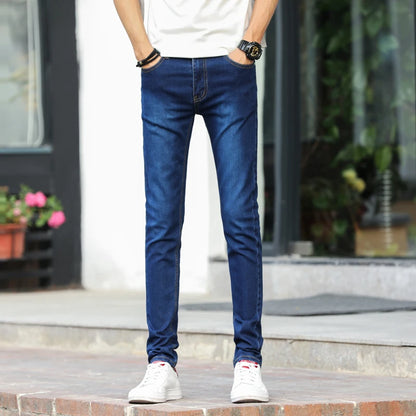 Mens Slim Fit Denim Pencil Pants Black White Stretch Jeans