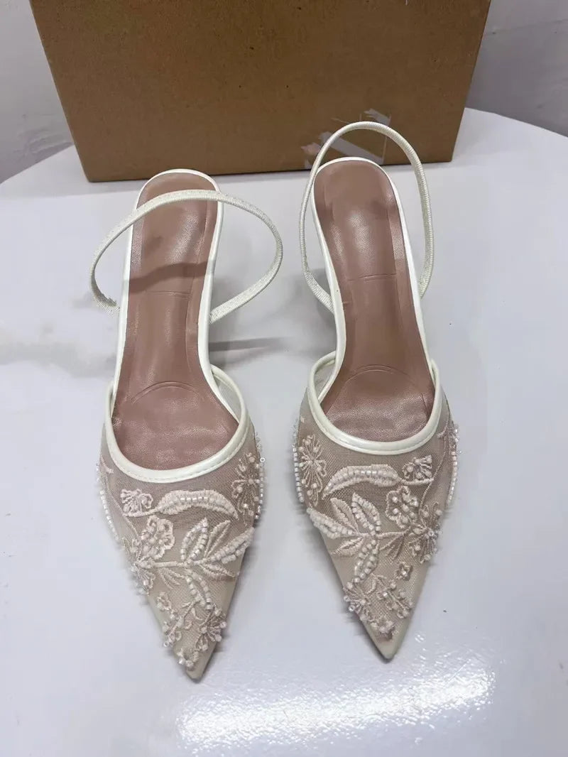 Designer Mesh Open Heel Sandals for Women