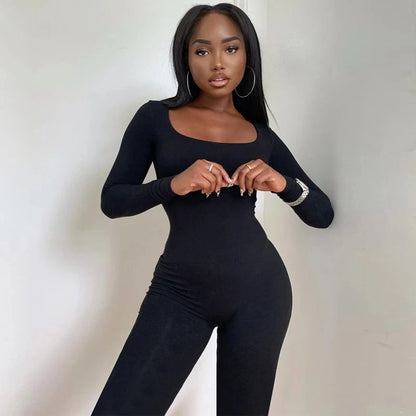 Dulzura Women Long Sleeve Bodycon Jumpsuit Overall