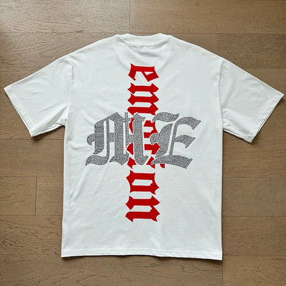 Mixed Emotion Cotton T-Shirt for Couples with Angel Print