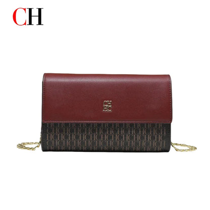 CH Women PU Leather Crossbody Bag with Metal Chain