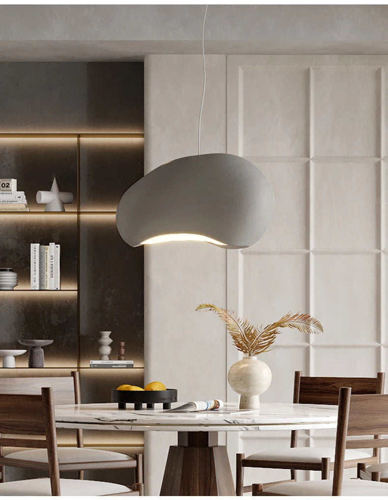 Nordic Wabi Sabi Pendant Lamp Brushed Nickel LED Chandelier