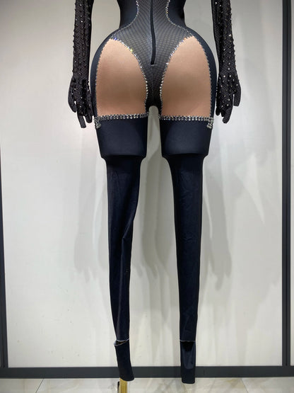 Sparkly Diamond Mesh Jumpsuit for Women