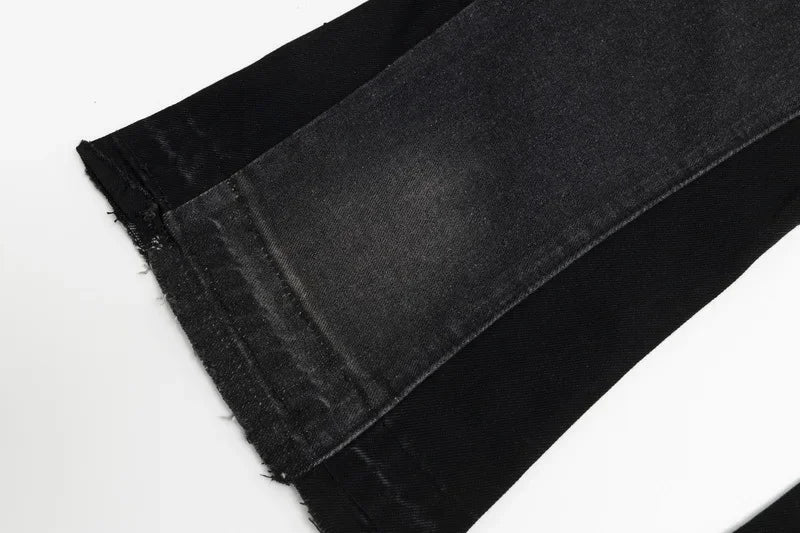 Washed Denim Trousers for Men with Micro-Flared Style