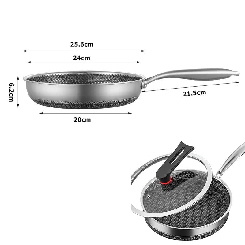 Stainless Steel Nonstick Frying Pan With Lid 28cm