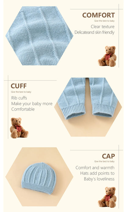 Sleeveless Knitted Baby Romper Set for Newborns