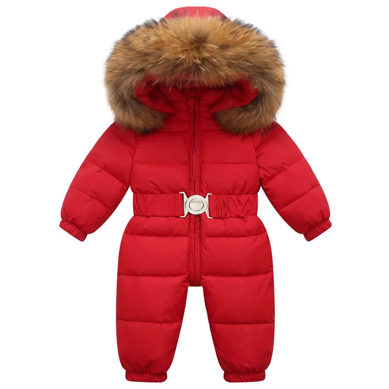 Children's Waterproof Hooded Down Snowsuit for Winter