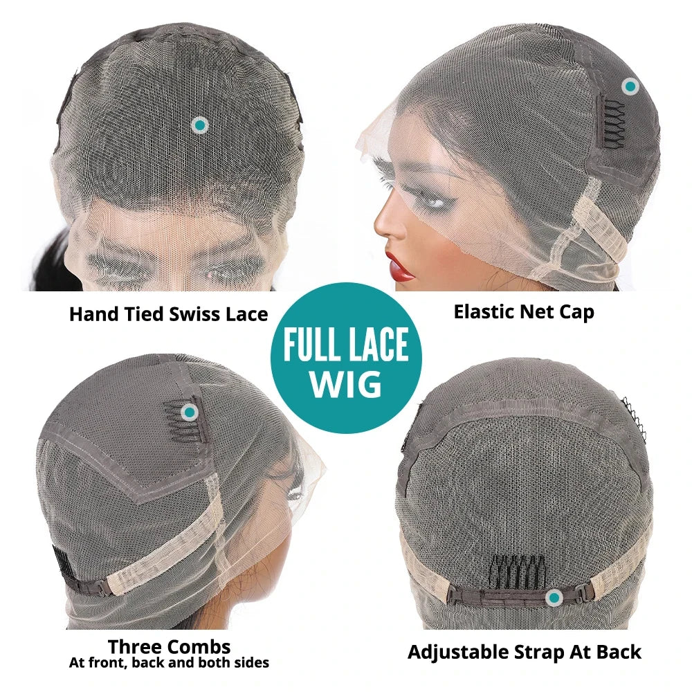250 Density Straight Human Hair Full Lace Wig