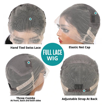 250 Density Straight Human Hair Full Lace Wig