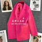 Candy Color Slim Blazer with Notched Collar and Metal Buttons
