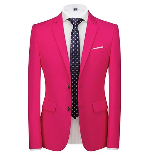 Men's Solid Color Formal Suit Jacket Slim Fit Blazer