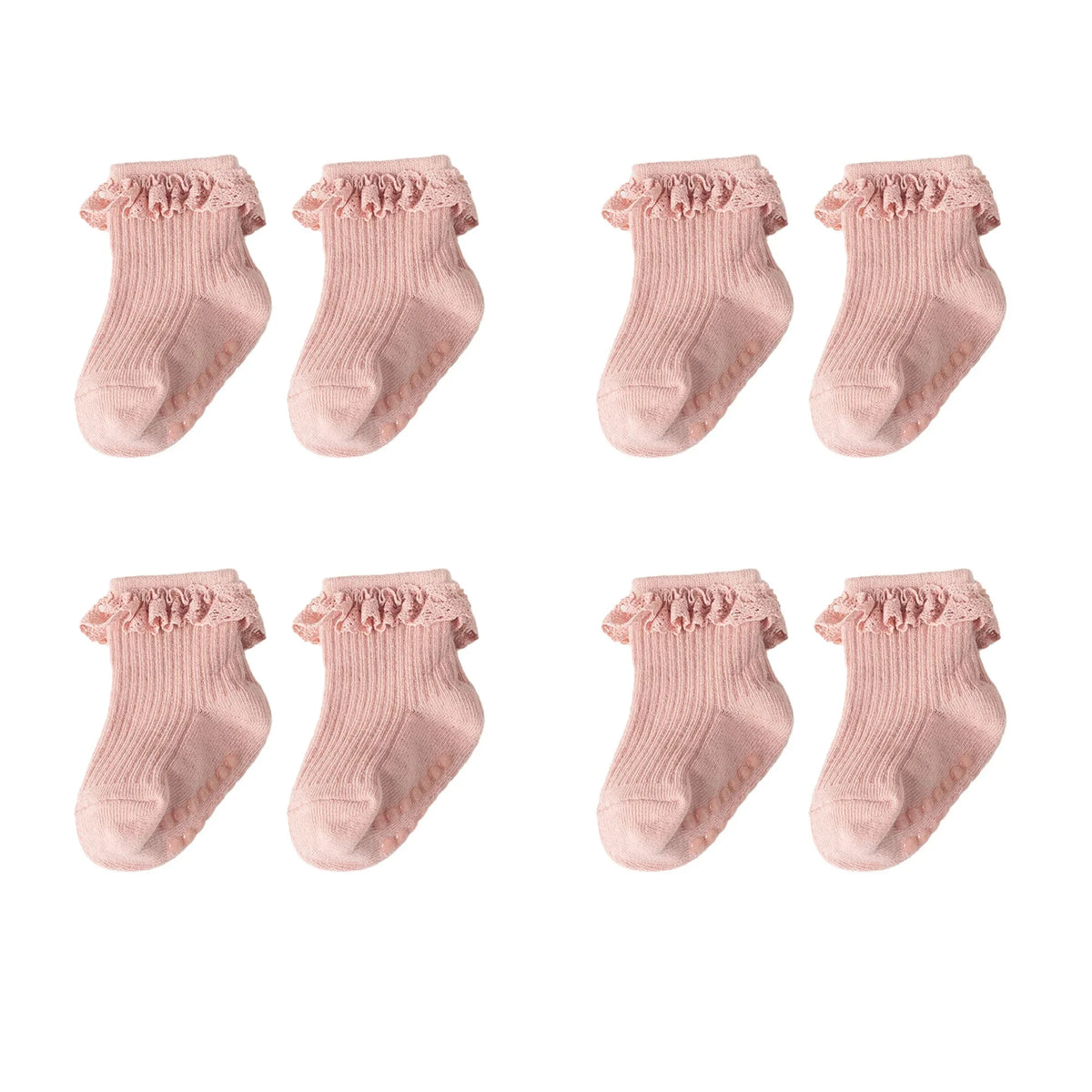 Cotton Lace Socks for Toddler Girls Non-slip Half Knee