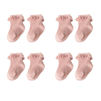 Cotton Lace Socks for Toddler Girls Non-slip Half Knee